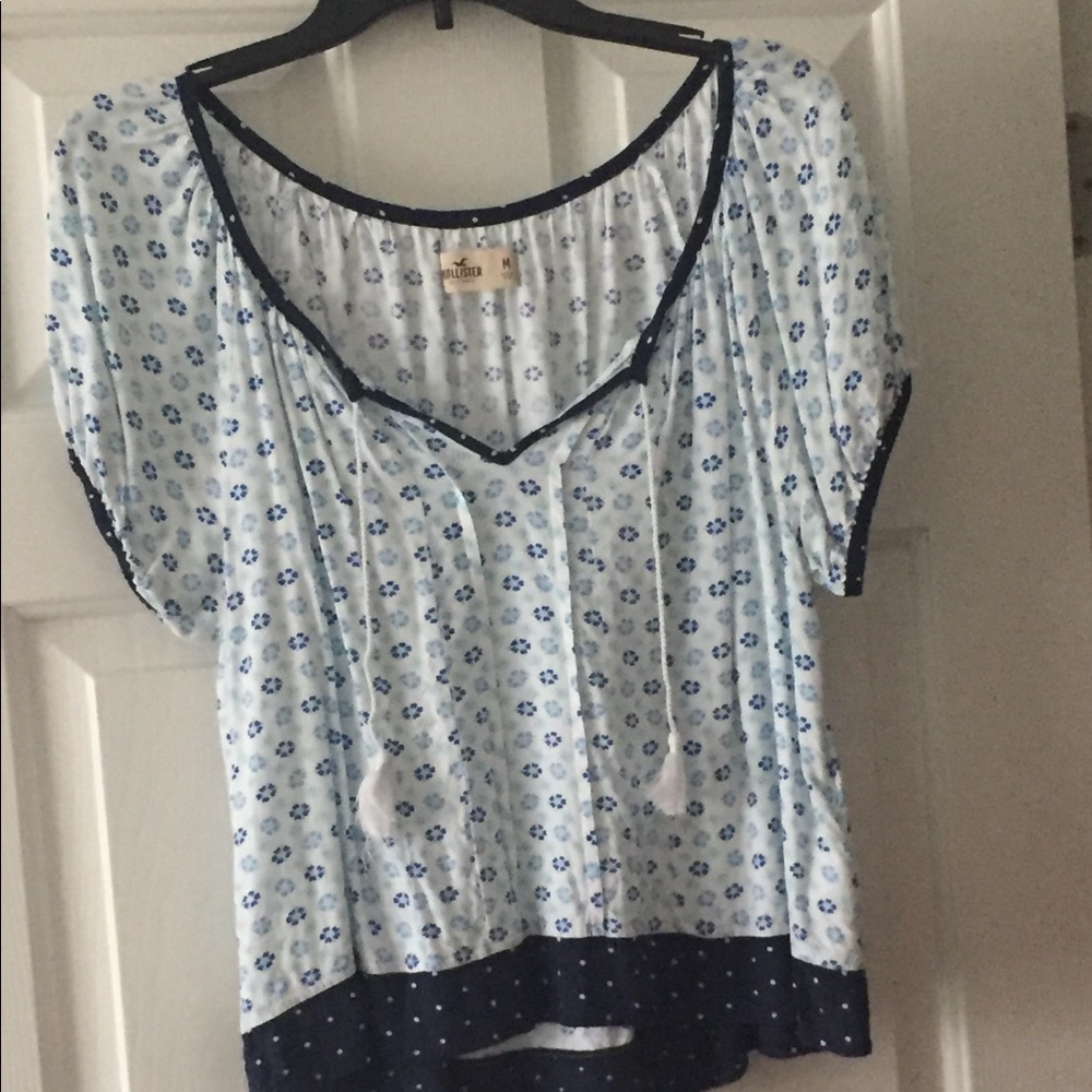 Hollister floral blouse with tassel detail